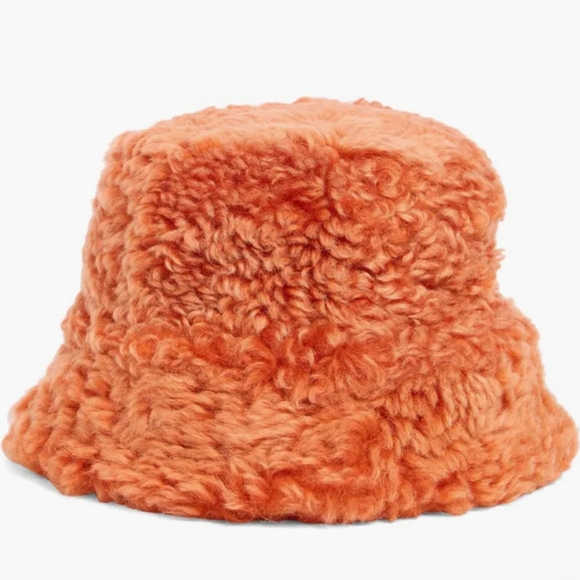 cult gaia Accessories - Cult Gaia Kumi Faux Fur Bucket Hat - Rouge